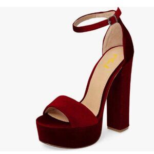 FSJ Wine Sexy Ankle Strap Platform Sandal Chunky High Heel Open Toe Summer Shoe